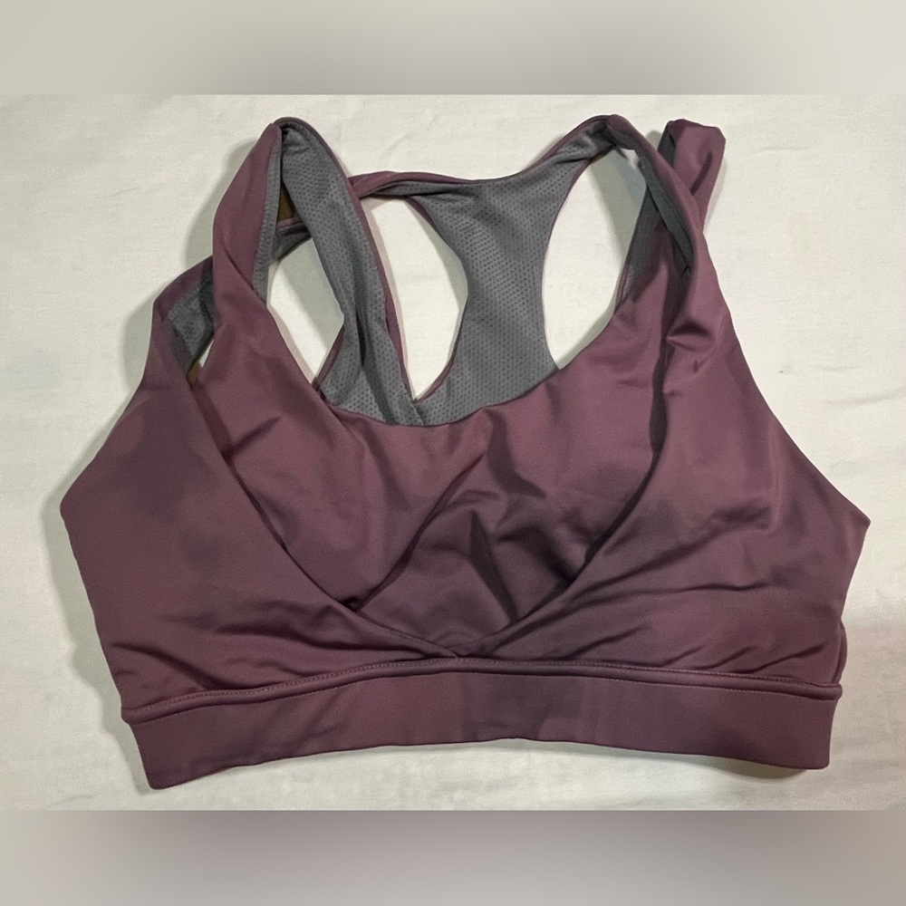 Classic Plum Double‑Strap Crossback Sports Bra